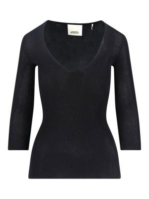 ISABEL MARANT: Strickpullover mit Rundhalsausschnitt - Rundhalspullover - Schwarz