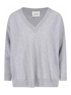 LISA YANG: Strickpullover mit Rundhalsausschnitt - Rundhalspullover - Grau