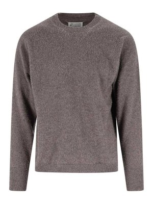 Maison Margiela: Strickpullover mit Rundhalsausschnitt - Rundhalspullover - Braun