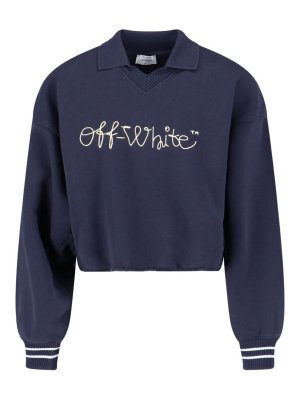 OFF-WHITE: Suéteres con cuello pico - Suéter Cuello Redondo - Azul