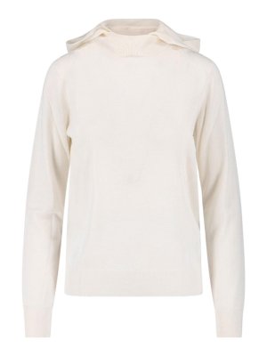 P.A.R.O.S.H.: Strickpullover mit Rundhalsausschnitt - Rundhalspullover - Weiß