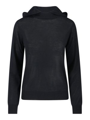 P.A.R.O.S.H.: Strickpullover mit Rundhalsausschnitt - Rundhalspullover - Schwarz