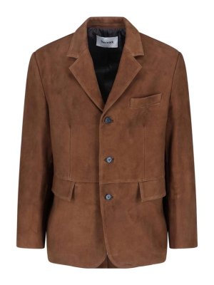 TONYWACK: giacche blazer - Blazer Monopetto In Pelle Scamosciata