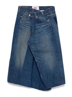JUNYA WATANABE: Knee length skirts & Midi - Denim Asymmetric Skirt