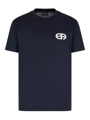 EMPORIO ARMANI: t-shirts - Logo Cotton Blend T-Shirt