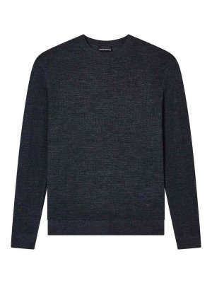 EMPORIO ARMANI: Strickpullover mit Rundhalsausschnitt - Rundhalspullover - Grau