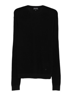 EMPORIO ARMANI: Strickpullover mit Rundhalsausschnitt - Rundhalspullover - Schwarz