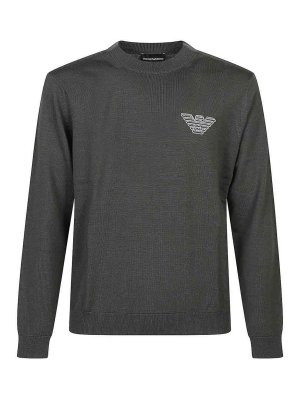 EMPORIO ARMANI: Strickpullover mit Rundhalsausschnitt - Rundhalspullover - Schwarz