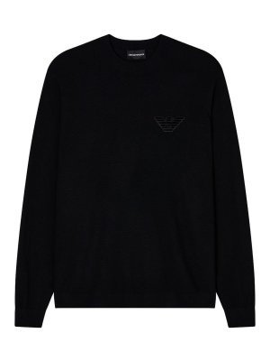EMPORIO ARMANI: Strickpullover mit Rundhalsausschnitt - Rundhalspullover - Schwarz