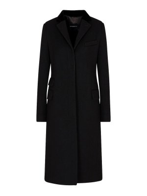 EMPORIO ARMANI: Knielange Mäntel - Knielanger Mantel - Schwarz