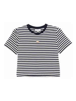 MAISON KITSUNÉ: t-shirts - Baby Fox Striped Cotton T-Shirt