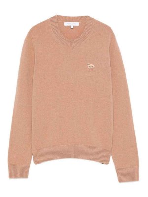 MAISON KITSUNÉ: Strickpullover mit Rundhalsausschnitt - Rundhalspullover - Camel