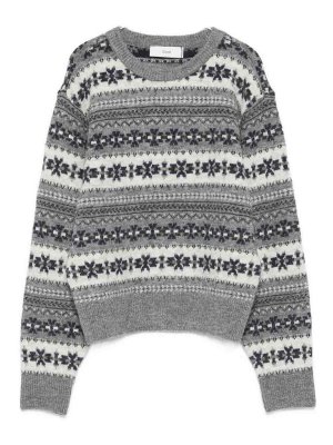 DUNST: Suéteres con cuello pico - Suéter Cuello Redondo - Gris