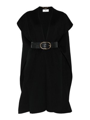 ELISABETTA FRANCHI: knee length coats - Wool Belted Coat