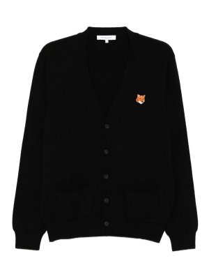 MAISON KITSUNÉ: cardigans - Fox Head Wool Cardigan
