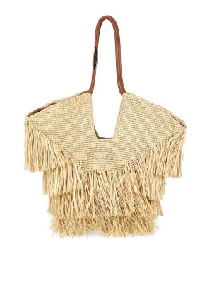 ZIMMERMANN: totes bags - Goldentime Medium Raffia Tote Bag
