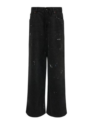 MM6 MAISON MARGIELA: straight leg jeans - Wide-Leg Denim Cotton Jeans