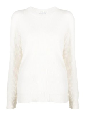 BRUNELLO CUCINELLI: crew necks - Cashmere English Rib Sweater With Monili