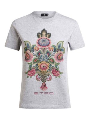 ETRO: t-shirt - T-shirt in cotone con stampa piazzata