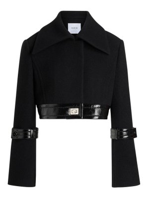 PATOU: casual jackets - Cropped Lock Jacket In Sustainable Wool Blend
