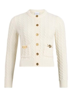 PATOU: cardigans - Cable Cardigan In Wool And Cashmere