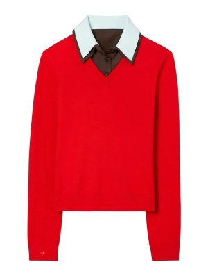 TORY BURCH: Vネック - Vネック - 赤