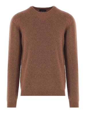 ROBERTO COLLINA: Strickpullover mit Rundhalsausschnitt - Rundhalspullover - Hellbraun