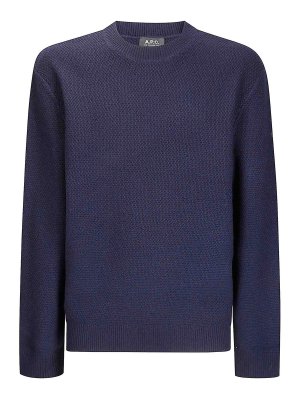 A.P.C.: Strickpullover mit Rundhalsausschnitt - Rundhalspullover - Blau