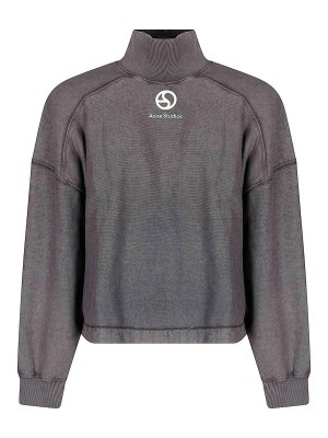 Acne Studios: Sweatshirts & Sweaters - Faded Black Logo Turtleneck