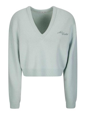 Acne Studios: crew necks - V-Neck Knitted Sweater