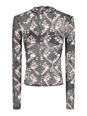 AVAVAV: Tops & Tank tops - Hooded Top Printed Distressed Knit