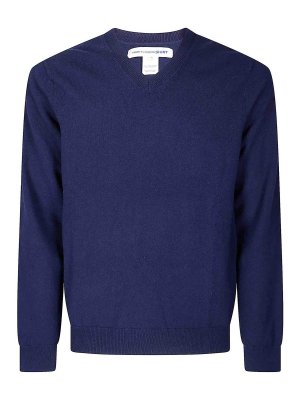 COMME DES GARCONS SHIRT: Suéteres con cuello pico - Suéter Cuello Redondo - Azul Oscuro