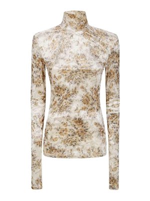 GANNI: Turtlenecks & Polo necks - Printed Velour Jersey Turtleneck
