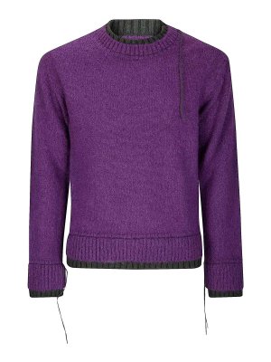 Sacai: Strickpullover mit Rundhalsausschnitt - Rundhalspullover - Lila