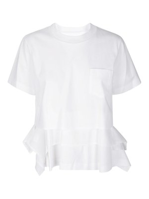 Sacai: t-shirts - Poplin X Cotton Jersey T-Shirt
