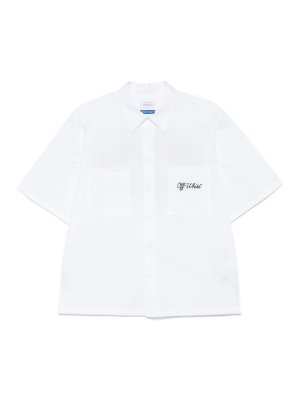 OFF-WHITE: camicie - Camicia con ricamo bianco sporco