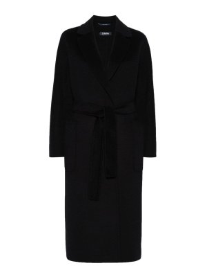 S MAX MARA: knee length coats - Wool And Cashmere Dressing Gown Coat
