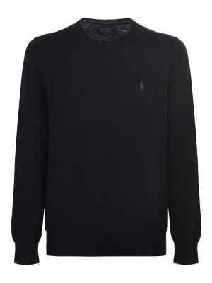 POLO RALPH LAUREN: Strickpullover mit Rundhalsausschnitt - Rundhalspullover - Schwarz