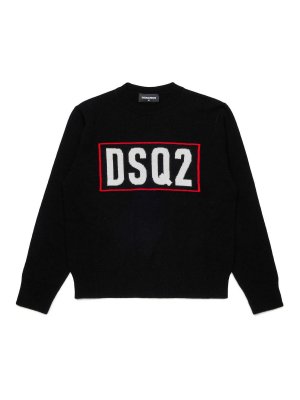 DSQUARED2: Strickpullover mit Rundhalsausschnitt - Rundhalspullover - Schwarz