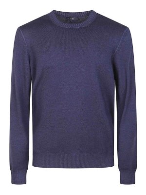 FAY: Strickpullover mit Rundhalsausschnitt - Rundhalspullover - Blau