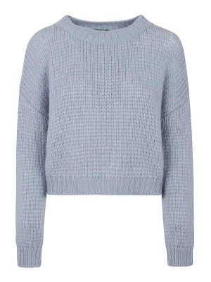 ROBERTO COLLINA: Suéteres con cuello pico - Suéter Cuello Redondo - Azul Claro