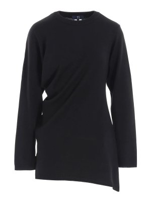 YOHJI YAMAMOTO: Suéteres con cuello pico - Suéter Cuello Redondo - Negro