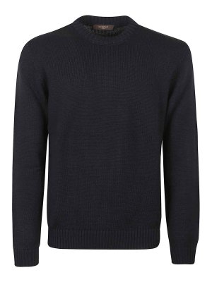 ZANONE: Strickpullover mit Rundhalsausschnitt - Rundhalspullover - Blau