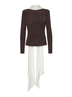 ROTATE Birger Christensen: Tops & Tank tops - Brown Top With Scarf Detail