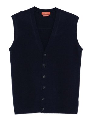 DANIELE FIESOLI: vests - Blue Vest With A V-Neck
