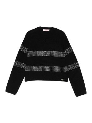 Liu Jo: Strickpullover mit Rundhalsausschnitt - Rundhalspullover - Schwarz