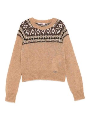 Liu Jo: Strickpullover mit Rundhalsausschnitt - Rundhalspullover - Beige