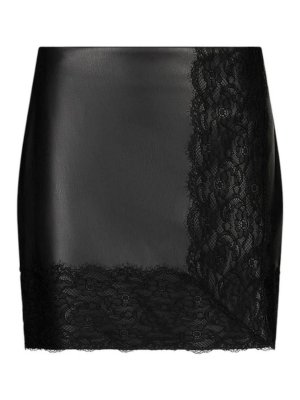 Liu Jo: leather skirts - Lace Details Faux Leather Skirt