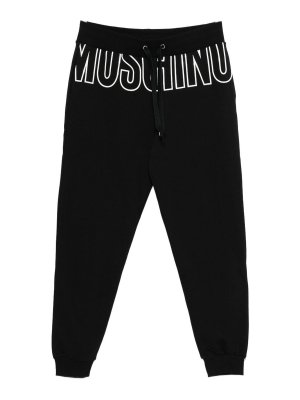 MOSCHINO: tracksuit bottoms - Black Sweatpants With White Logo