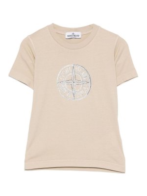 STONE ISLAND: t-shirts - Sand Beige Logo T-Shirt